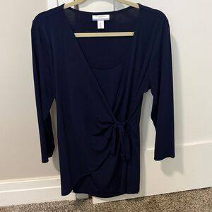 Motherhood Maternity navy wrap tie-front top